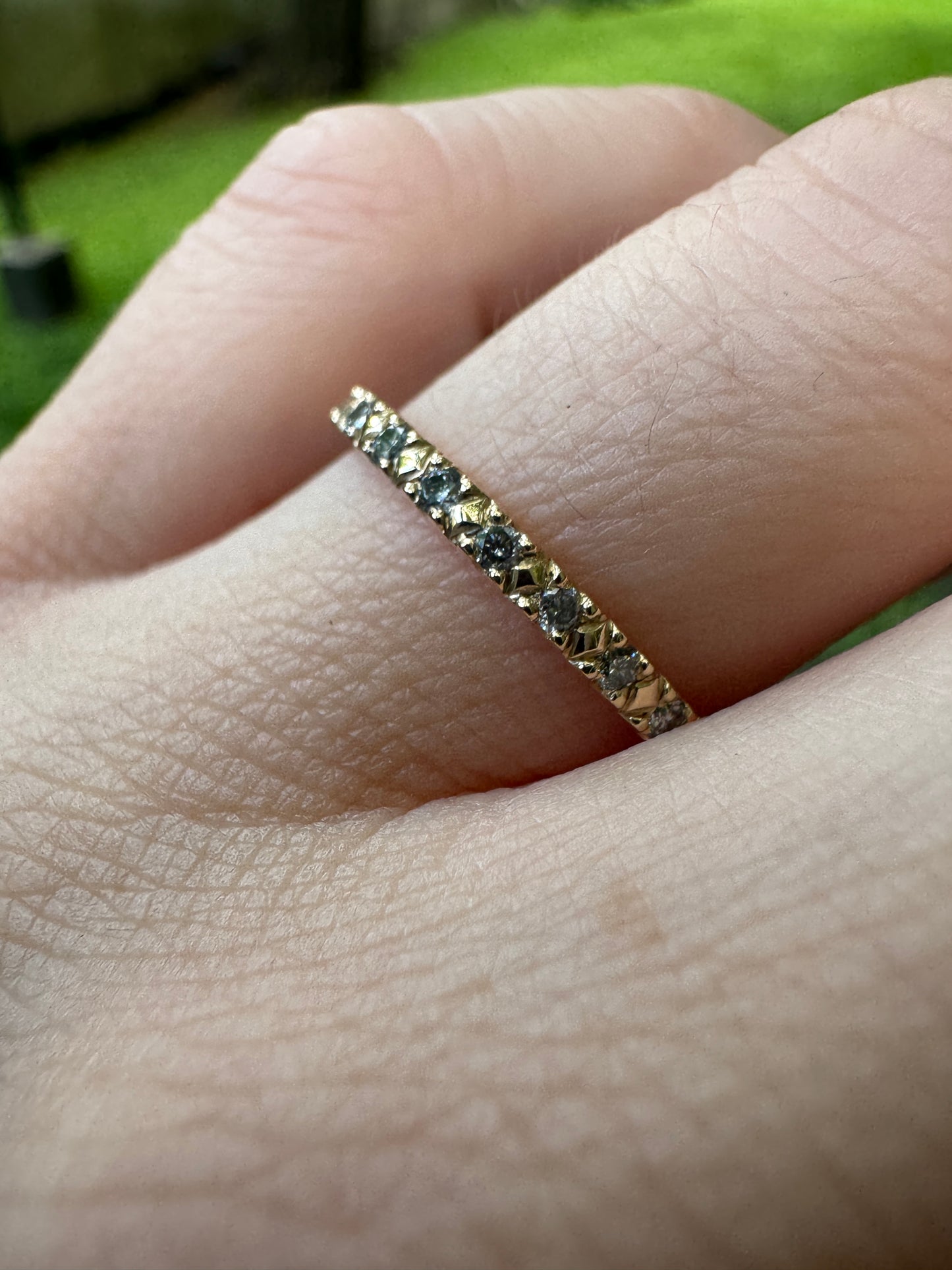 French Pavé Band // 14KY // Salt + Pepper Diamond