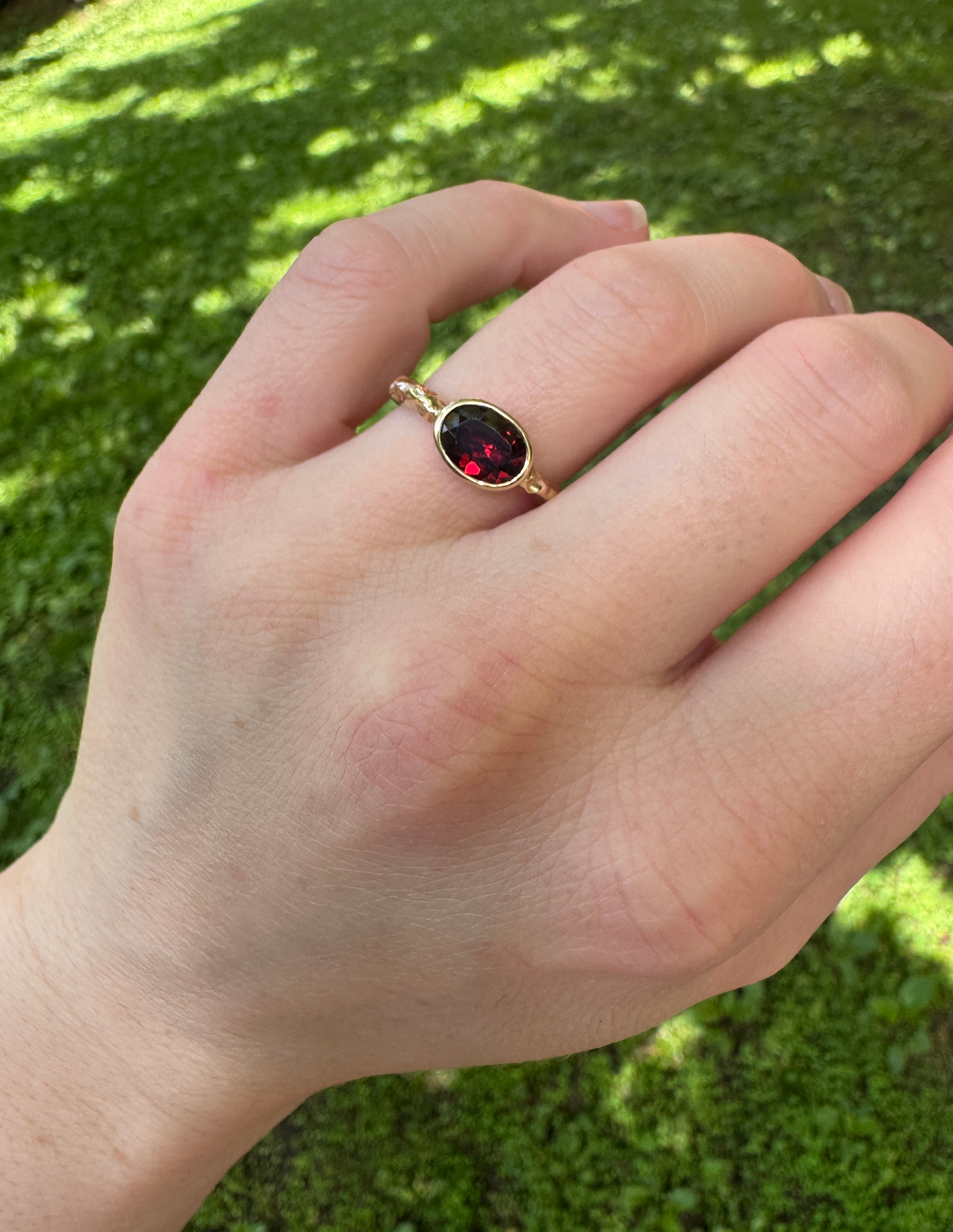 Rough Water Ring // Deep Red Garnet // 14KY