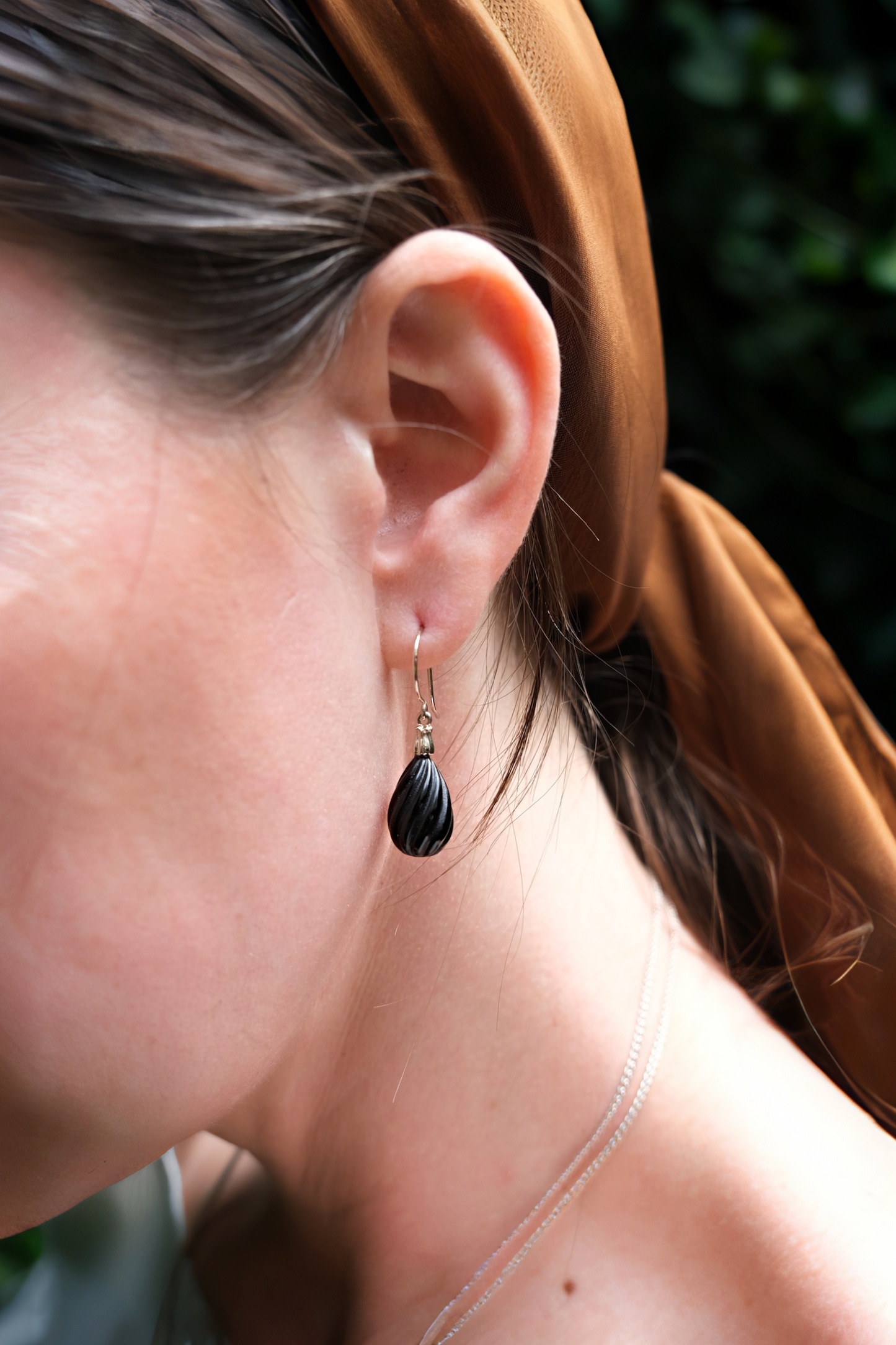 Little Mirror Bead Drops // Onyx // 14K white gold