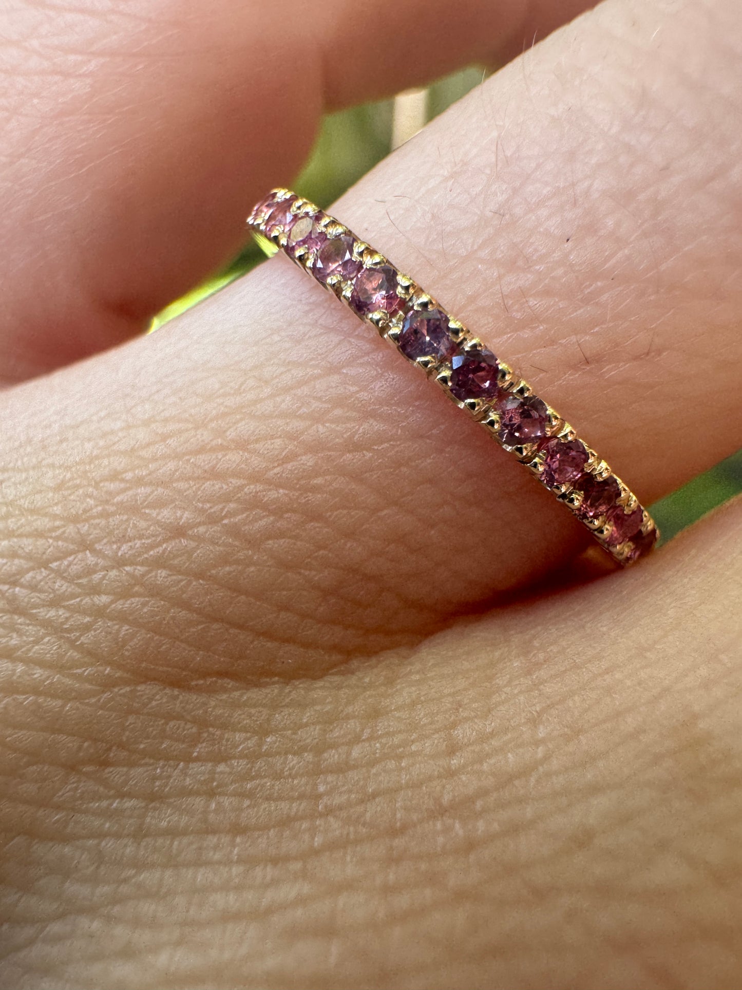 Standard Pavé Band // Winza Pink Sapphire // 14KY
