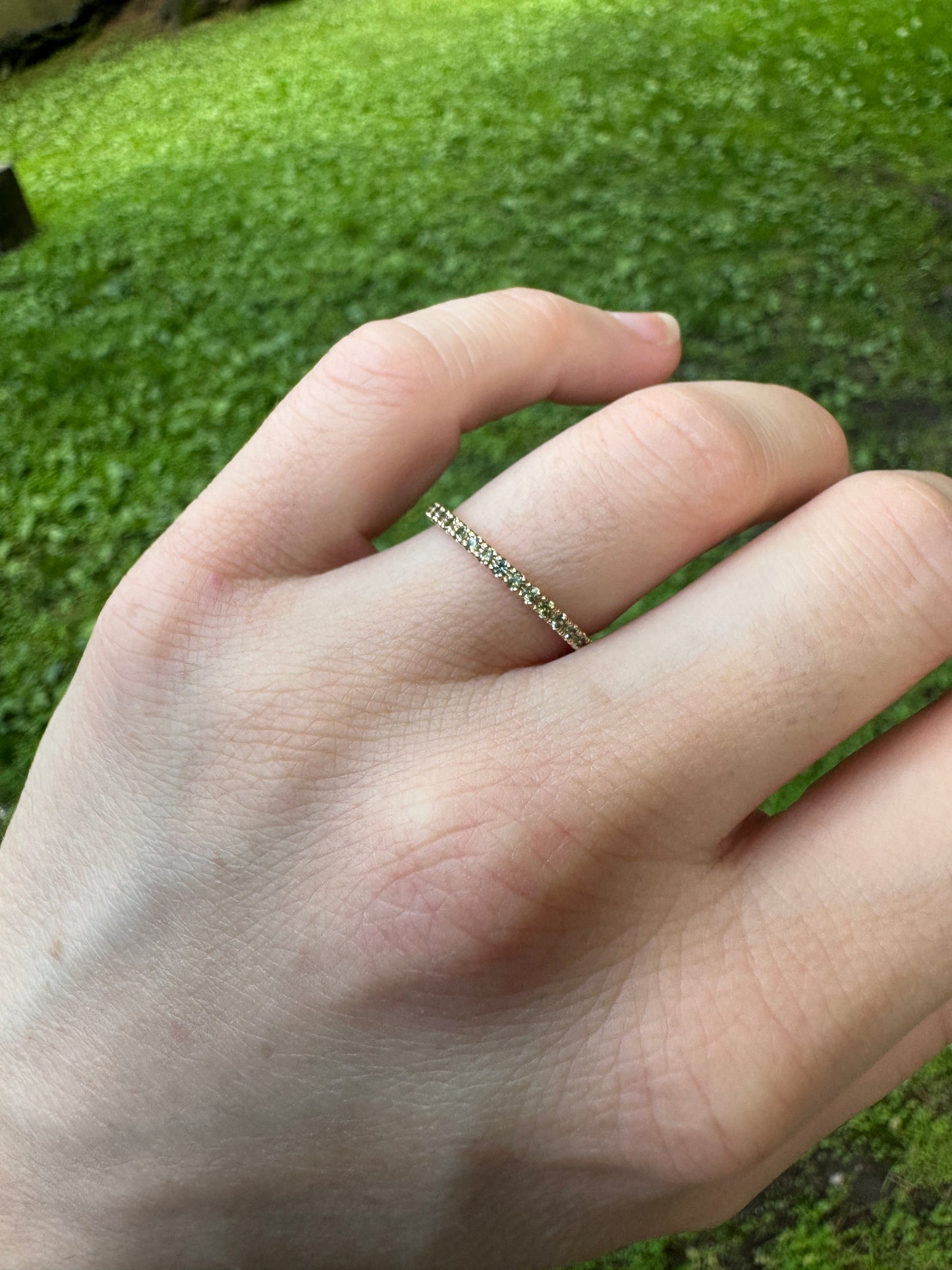 Standard Pavé Band // 14KY // Green Sapphire