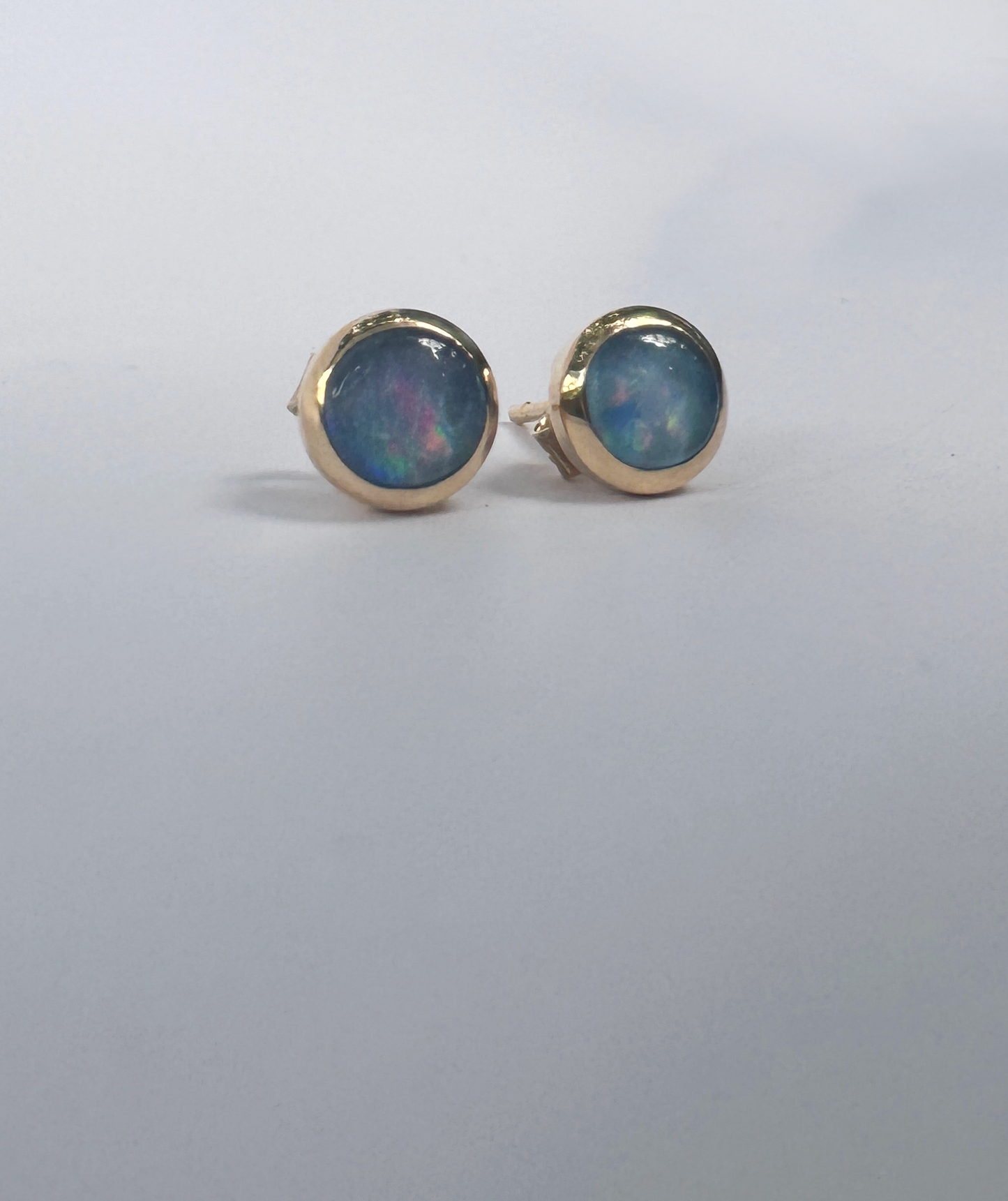 Bezel Stud // Round Opal Doublets // 14KY