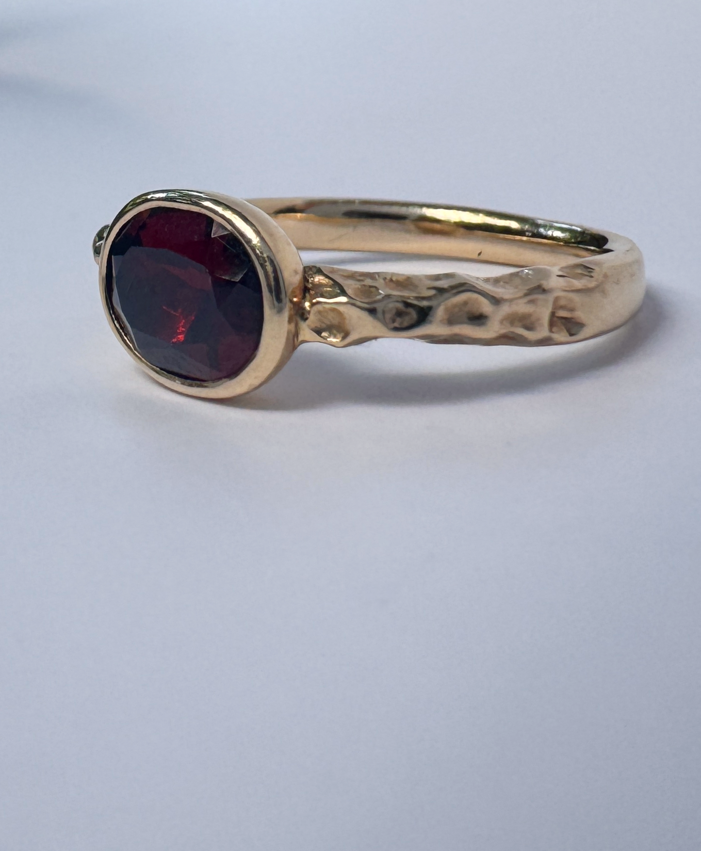 Rough Water Ring // Deep Red Garnet // 14KY