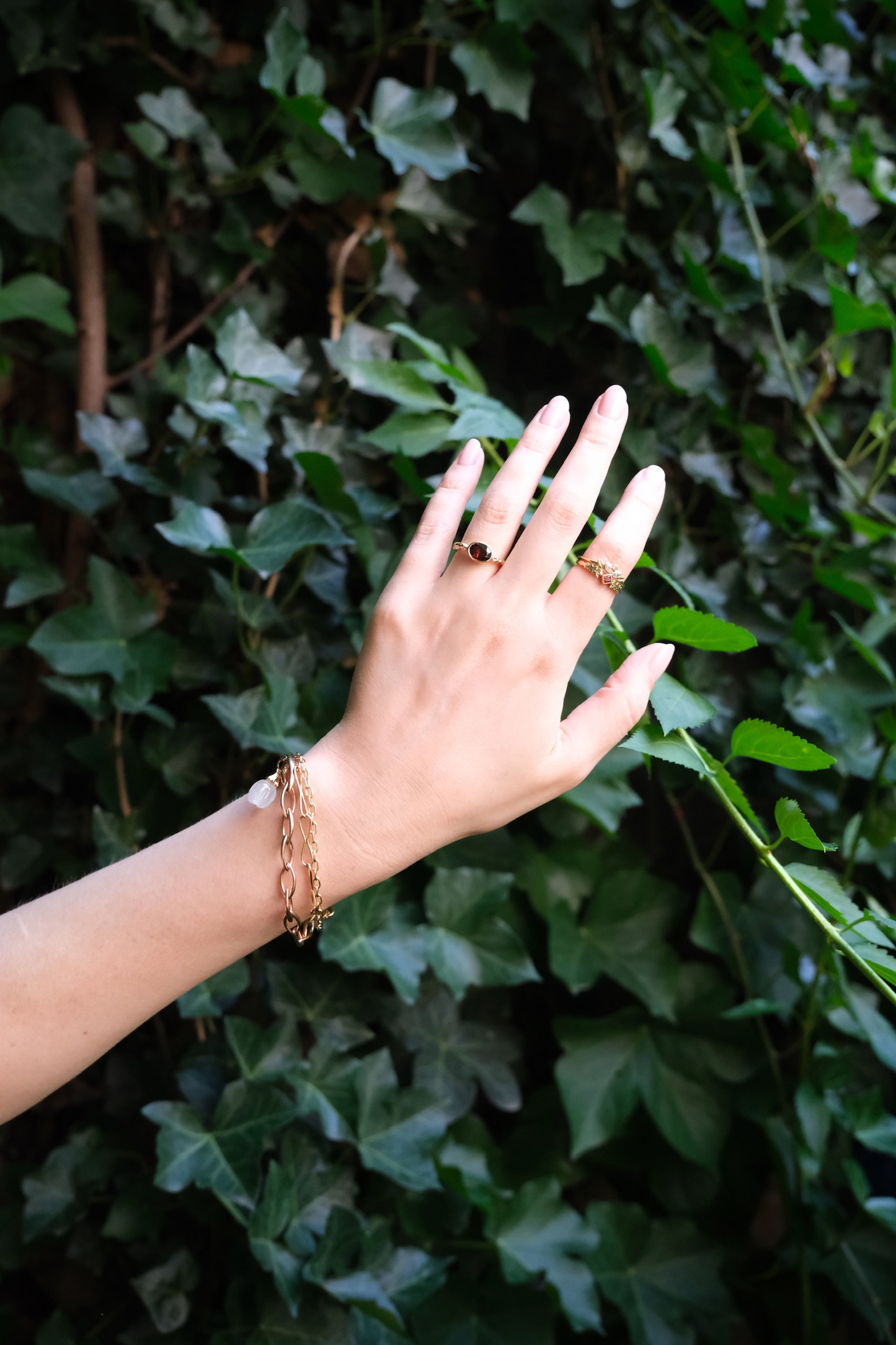 Rough Water Ring // Deep Red Garnet // 14KY
