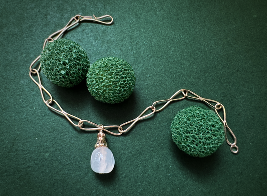 Pinched Chain Bracelet // Mirror Bead // Vintage Japanese Glass // 14KKY