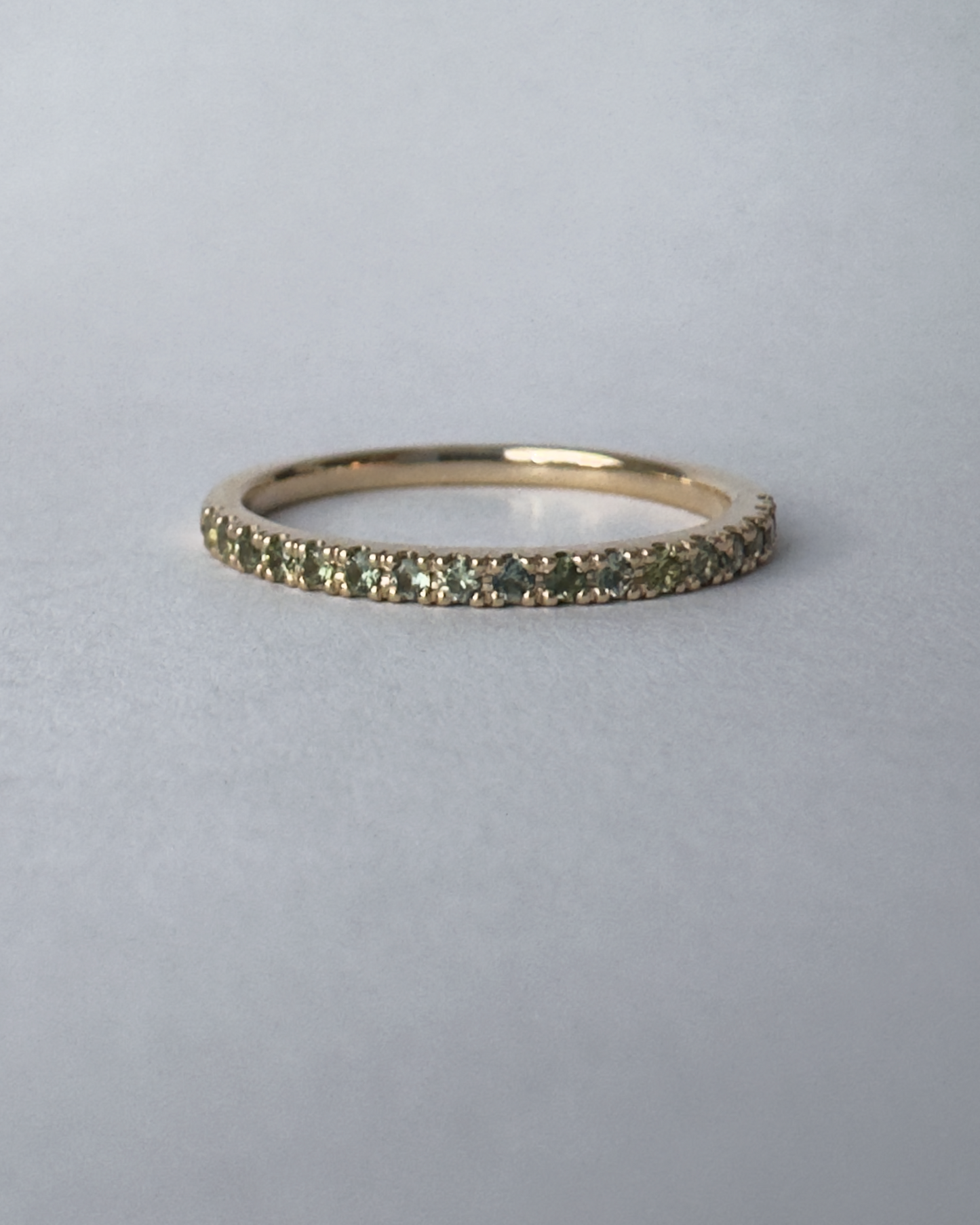 Standard Pavé Band // 14KY // Green Sapphire